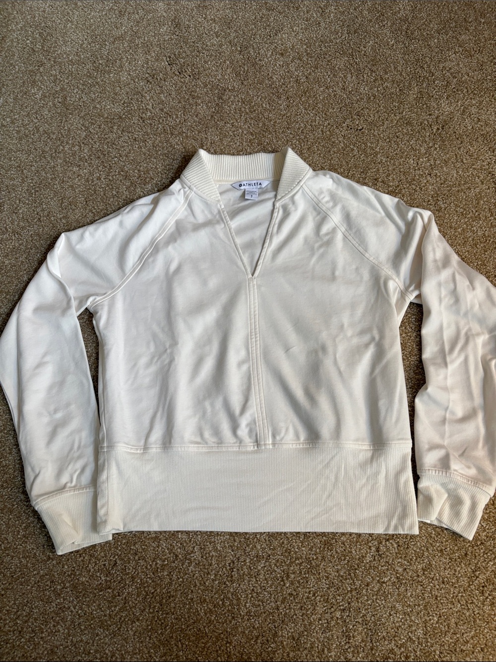 Athleta Eastbound Cream V-neck Pullover